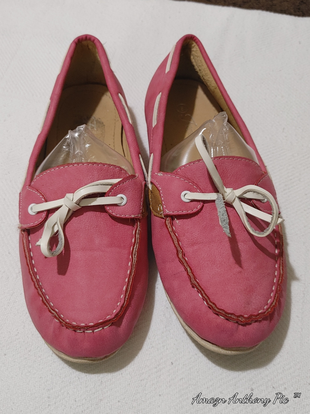 Women’s Pink Suede Moccasin Loafers with Bow